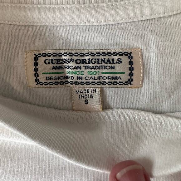 Guess Originals Classic Palm Tree Triangle T-shirt Men's S White Graphic Relaxed - Picture 10 of 12